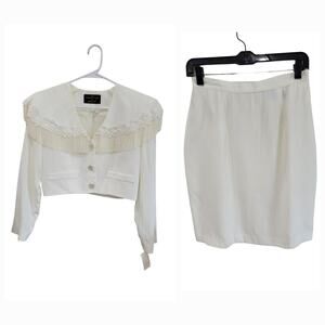 NEW Vintage The Collection By Eletra Casadei Crop Fringe Bolero Jacket Skirt Set